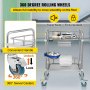 VEVOR Lab Cart 2 Layers Dental Cart with 1 Drawer Stainless Steel Cart 1 Refuse Basin Lab Utility Cart w/Silent Omnidirectional Wheels Stainless Utility Cart for Laboratory Hotel Restaurant Home Use