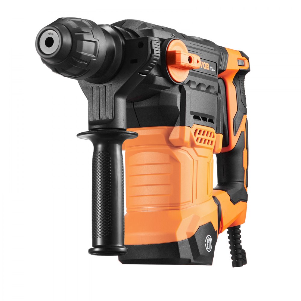 VEVOR 1-1/4 Inch SDS-Plus Rotary Hammer Drill, 13 Amp Corded Drills, Heavy Duty Chipping Hammers with Vibration Control & Safety Clutch, Electric Demolition Hammers Variable Speed, Power Tool For Conc