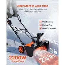 VEVOR 15A 23 in  Electric Corded Snow Blower 25 ft Throw Distance Snow Thrower