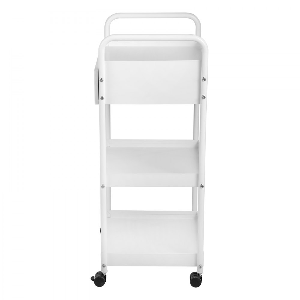 VEVOR Lab Cart, 3 Tiers Lab Trolley, Steel Lab Utility Cart, 360° Rolling Lab Cart, Locking Drawer Stainless Steel Lab Cart, Iron Frame Laboratory Cart, White Paint Lab Serving Cart for Laboratory