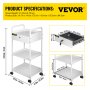 VEVOR Lab Cart, 3 Tiers Lab Trolley, Steel Lab Utility Cart, 360° Rolling Lab Cart, Locking Drawer Stainless Steel Lab Cart, Iron Frame Laboratory Cart, White Paint Lab Serving Cart for Laboratory