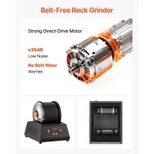 VEVOR Rock Tumbler Kit, 4lbs Rock Polishing Kit, 4 Speed Settings 9-Day Polishing Timer Stone Polishing Kit, Belt-Free Rock Polisher with Adapter & Overload Protection, Rock Polisher for Adults Kids
