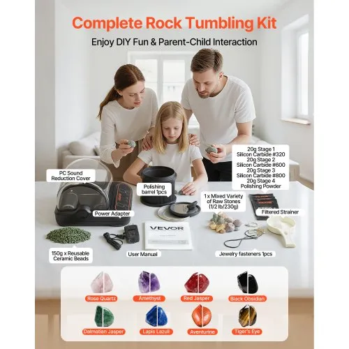 DRFGHK Rock Tumbler Kit 1,4 kg, vat gemakkelijk polijsten alle DRFGHK Rock Tumbler Kit 1,4 kg, vat gemakkelijk polijsten alle