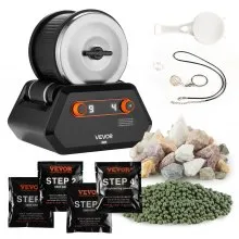 VEVOR Rock Tumbler Kit, 1.36kg Rock Polishing Kit, 4 Speed Settings 9-Day Polishing Timer Stone Polishing Kit, Rock Polisher with Rough Gemstones and Polishing Grits, Rock Polisher for Adults Kids