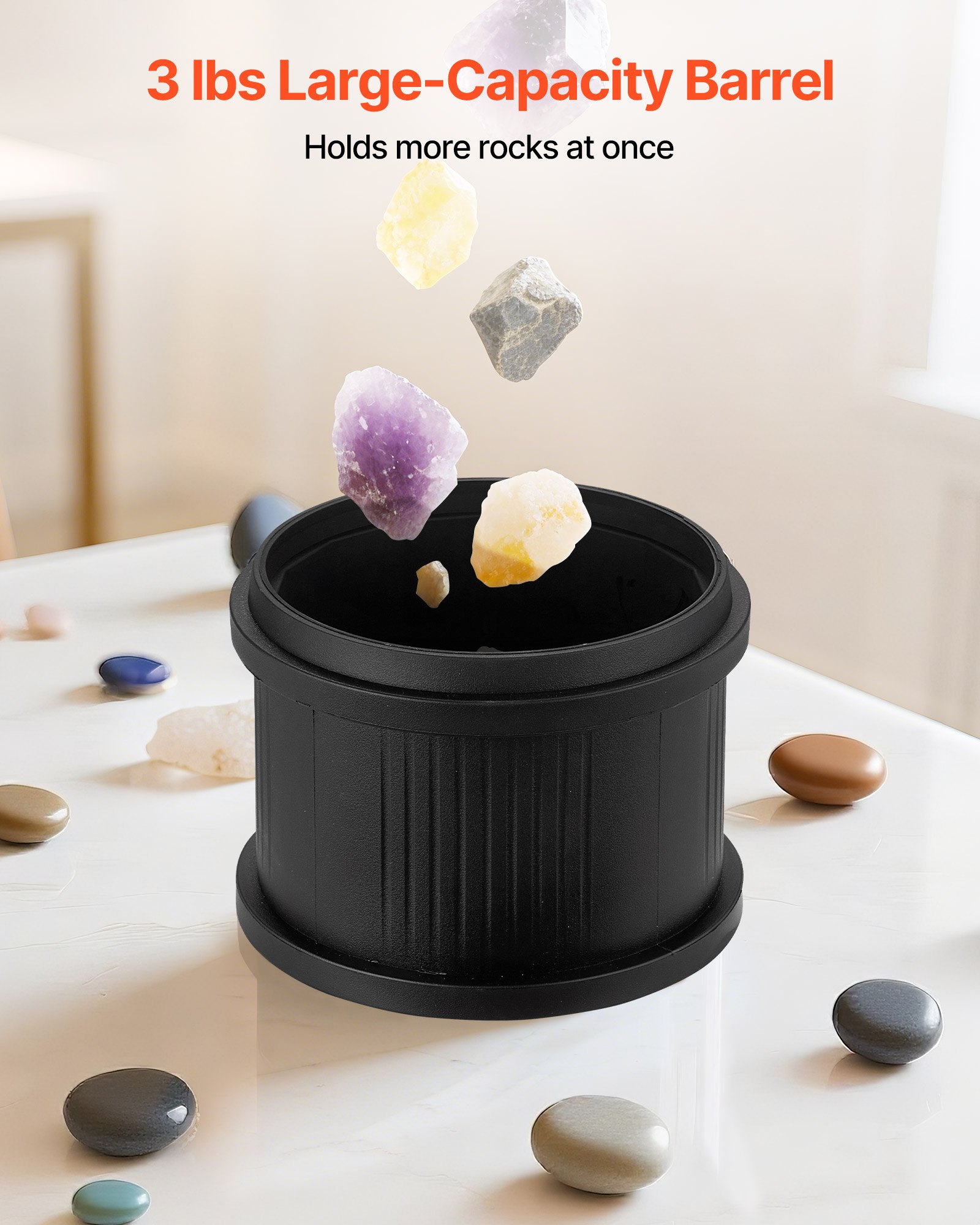 VEVOR Rock Tumbler Kit, 3 lbs Rock Polishing Kit, 4 Speed Settings 9-Day Polishing Timer Stone Polishing Kit, Rock Polisher with Rough Gemstones and Polishing Grits, Rock Polisher for Adults Kids