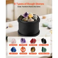 VEVOR Rock Tumbler Kit, 3 lbs Rock Polishing Kit, 4 Speed Settings 9-Day Polishing Timer Stone Polishing Kit, Rock Polisher with Rough Gemstones and Polishing Grits, Rock Polisher for Adults Kids