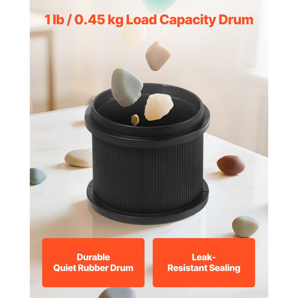 VEVOR Rock Tumbler, 0.45kg Rock Polishing Machine, Rocks Tumbling Kit with 4-Speed Adjustment, 1–9 Day Timer, Direct Drive Motor Rocks Polishing Kit for Rose Quartz, Amethyst, Red Jasper, Lapis Lazuli