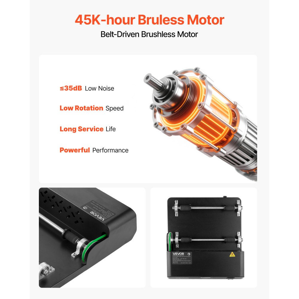 VEVOR Rock Tumbler Kit, 17 lbs Rock Polishing Kit, 2-Speed Stone Polishing Kit with 240-Hour Polishing Timer, Rock Polisher with Belt-Driven Brushless Motor, Rock Polisher for Adults and Kids