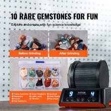 VEVOR Rock Tumbler Kit, Beltless Pro Stone Tumbler for Kids, 1lb Barrel/9-Day Timer/4 Speeds, Advanced Rock Polisher includes Rough Gemstones/Grits/Jewelry Fastenings/Learning Guide for All Ages