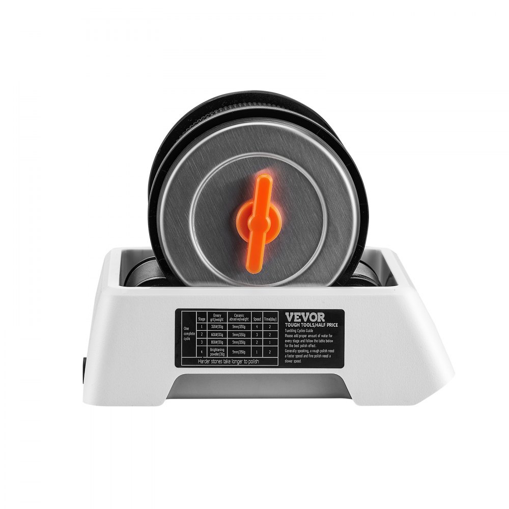 VEVOR Rock Tumbler Kit, Beltless Pro Stone Tumbler for Kids, 1lb Barrel/9-Day Timer/4 Speeds, Advanced Rock Polisher includes Rough Gemstones/Grits/Jewelry Fastenings/Learning Guide for All Ages