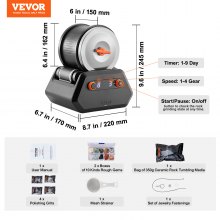 VEVOR Direct Drive 3LB Rock Tumbler Kit, 4-Speed/9-Day Timer, Professional Rock Polisher with Rough Gemstones/Grits/Jewelry Fastenings,Stone Polishing Kit for Family Fun Time,STEM Gift for Adults Kids