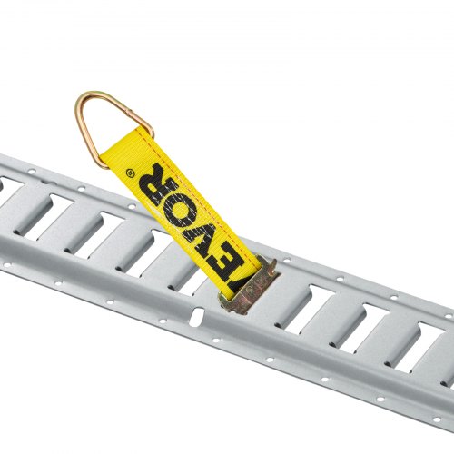 VEVOR E Track Tie-Down Rail Kit, 34PCS 5FT E-Tracks Set Includes 8 Steel Rails & 2 Single Slot & 8 O Rings & 8 Tie-Offs w/ D-Ring & 8 End Caps, Securing Accessories for Cargo, Motorcycles, and Bikes