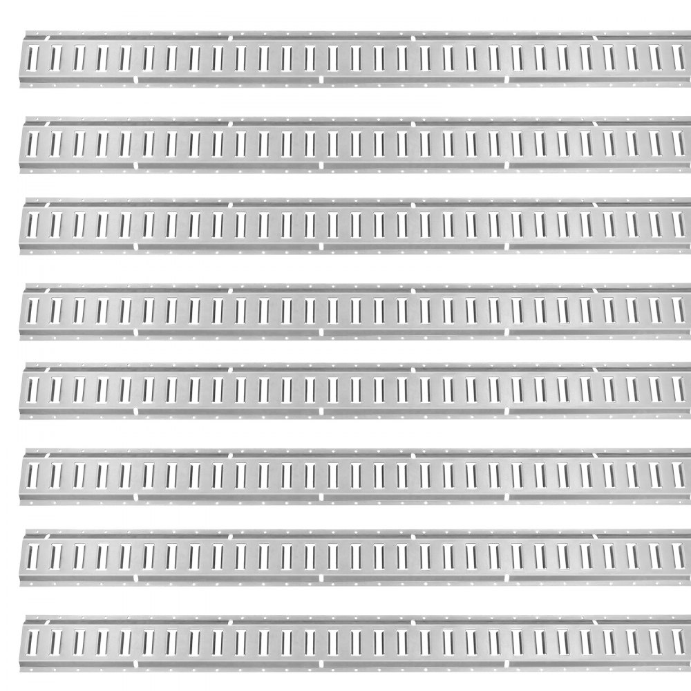 VEVOR E Track Tie-Down Rail Kit, 32PCS 5' E-Tracks Set Includes 8 Steel Rails & 8 O-Rings & 8 Tie-Offs with D-Ring & 8 End Caps, Trailer Securing Accessories for Cargo Motorcycles Bikes, 1500 lbs Load