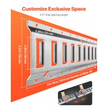 VEVOR E Track Tie-Down Rail Kit, 32PCS 1524 mm E-Tracks Set Includes 8 Steel Rails & 8 O-Rings & 8 Tie-Offs with D-Ring & 8 End Caps, Trailer Securing Accessories for Cargo Motorcycles Bikes, 680 kg