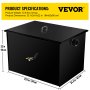 VEVOR Commercial Grease Interceptor, 100 LBS Capacity, Under Sink Grease Trap with 50 GPM Flow Rate, Coated Carbon Steel Grease Interceptor with Side Water Inlet, for Restaurant Factory Kitchen, Black