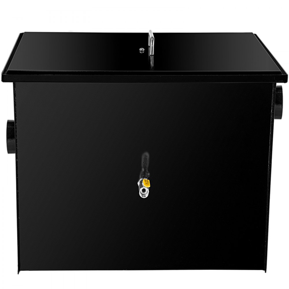 VEVOR Interceptor de grasa comercial 14 LB, trampa de grasa de acero al carbono 7 GPM, trampa interceptora de grasa con entrada de agua lateral, trampa de grasa debajo del fregadero para restaurante, cantina, fábrica, cocina casera