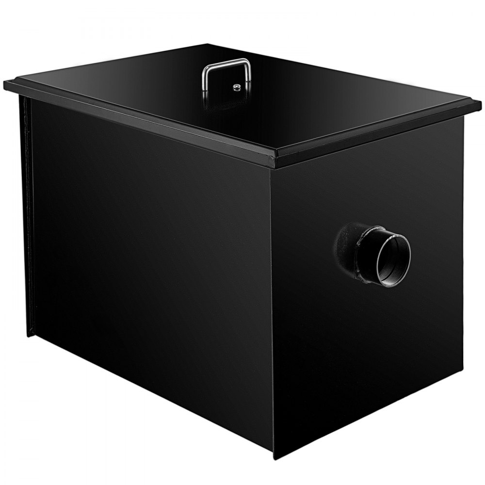 VEVOR Interceptor de grasa comercial 14 LB, trampa de grasa de acero al carbono 7 GPM, trampa interceptora de grasa con entrada de agua lateral, trampa de grasa debajo del fregadero para restaurante, cantina, fábrica, cocina casera