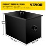 VEVOR Commercial Grease Interceptor 7 GPM Commercial Grease Trap 14 LB Grease Interceptor Carbon Steel Grease Trap with Side Water Inlet Under Sink Grease Trap for Restaurant Factory Home Kitchen