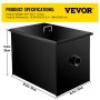 VEVOR Interceptor de grasa comercial 14 LB, trampa de grasa de acero al carbono 7 GPM, trampa interceptora de grasa con entrada de agua lateral, trampa de grasa debajo del fregadero para restaurante, cantina, fábrica, cocina casera