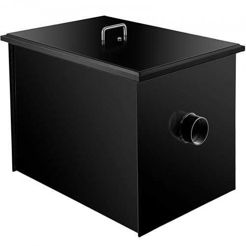 VEVOR Commercial Grease Interceptor 20 LB, Carbon Steel Grease Trap 10 GPM, Grease Interceptor Trap with Side Water Inlet, Under Sink Grease Trap for Restaurant Canteen Factory Home Kitchen