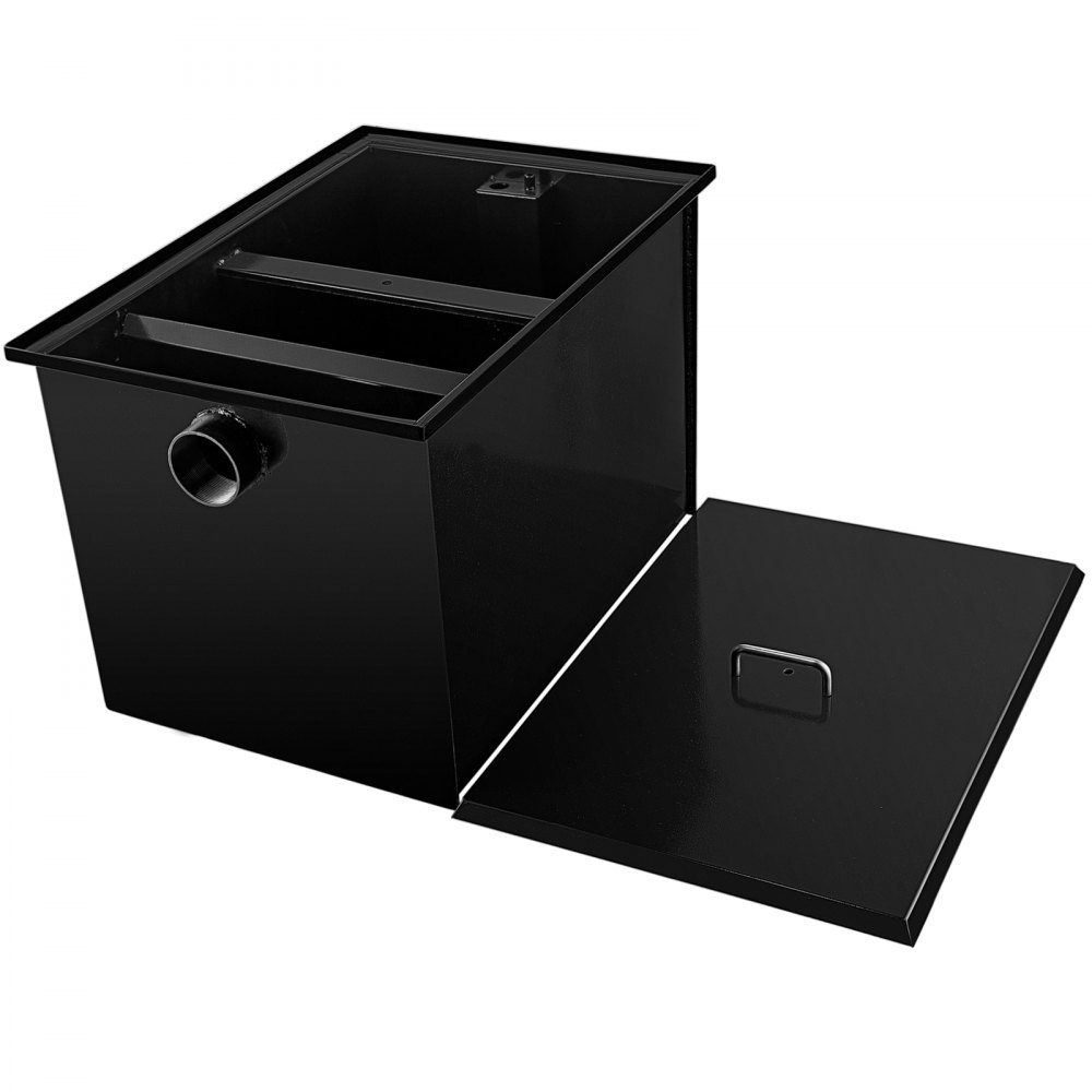 VEVOR Commercial Grease Interceptor 20 LB, Carbon Steel Grease Trap 10 GPM, Grease Interceptor Trap with Side Water Inlet, Under Sink Grease Trap for Restaurant Canteen Factory Home Kitchen