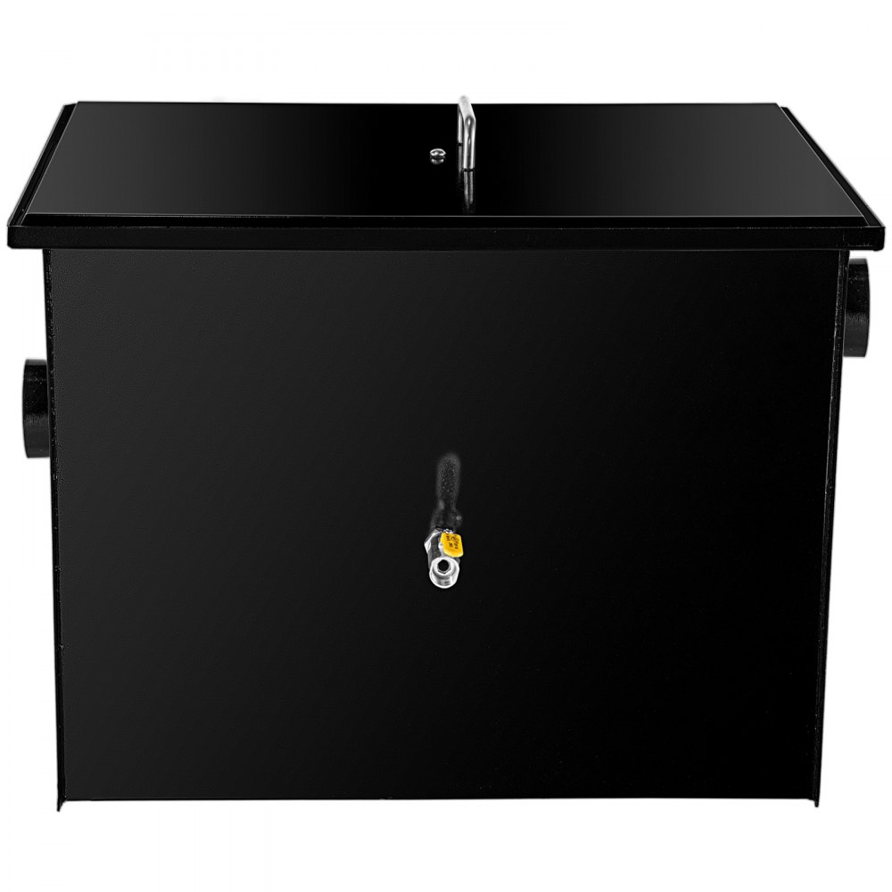 VEVOR Commercial Grease Interceptor 20 LB, Carbon Steel Grease Trap 10 GPM, Grease Interceptor Trap with Side Water Inlet, Under Sink Grease Trap for Restaurant Canteen Factory Home Kitchen