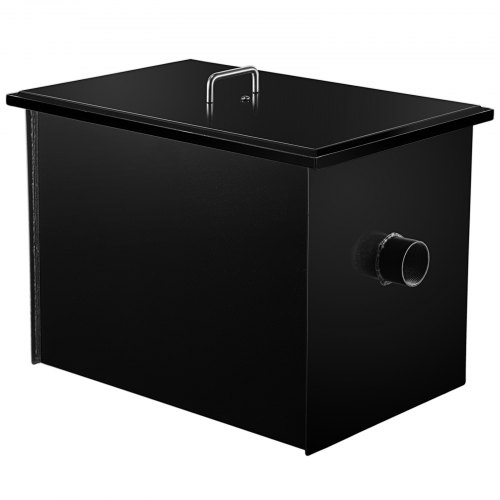 VEVOR Commercial Grease Interceptor 30 LB, Carbon Steel Grease Trap 15 GPM, Grease Interceptor Trap with Side Water Inlet, Under Sink Grease Trap for Restaurant Canteen Factory Home Kitchen