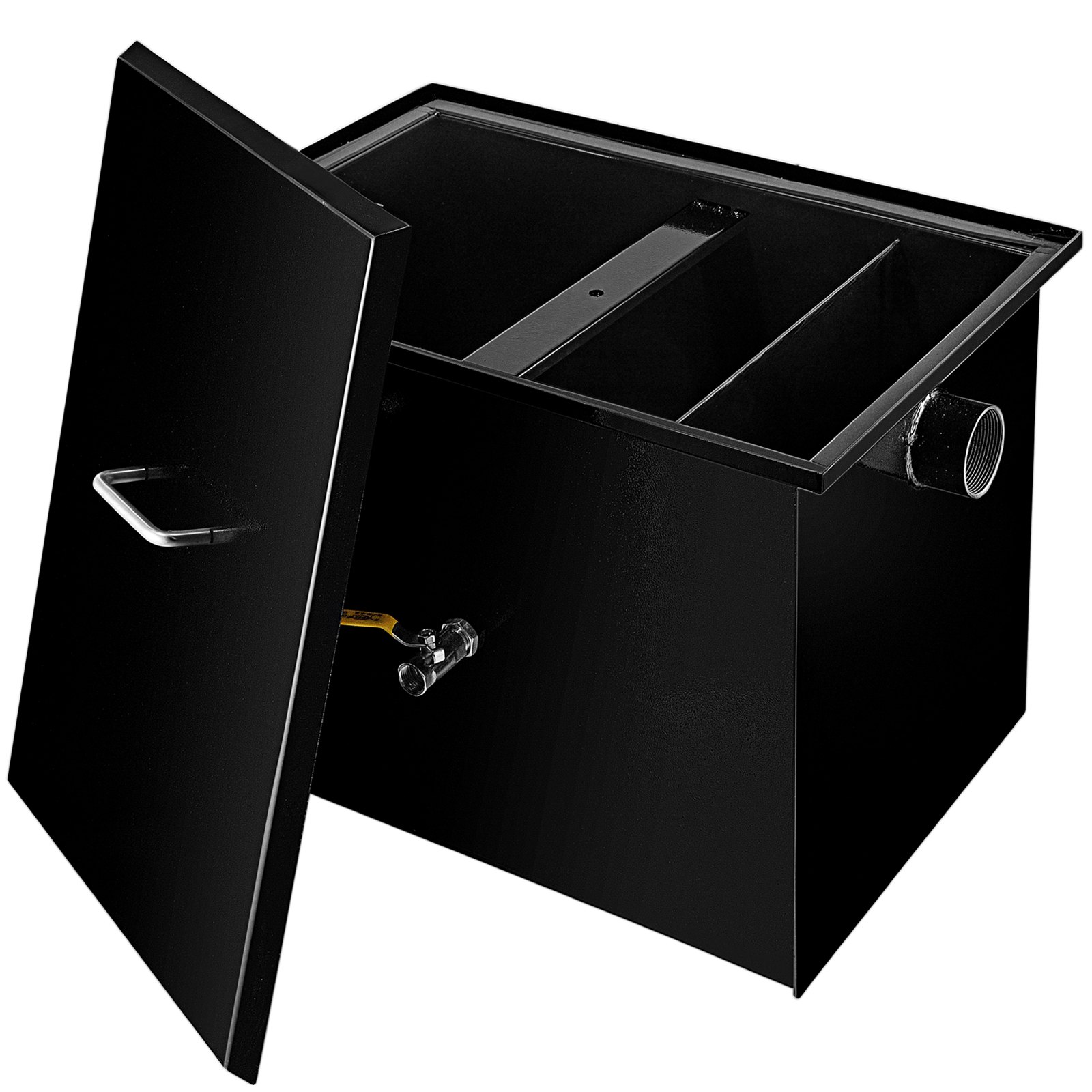 VEVOR Commercial Grease Interceptor 30 LB, Carbon Steel Grease Trap 15 GPM, Grease Interceptor Trap with Side Water Inlet, Under Sink Grease Trap for Restaurant Canteen Factory Home Kitchen