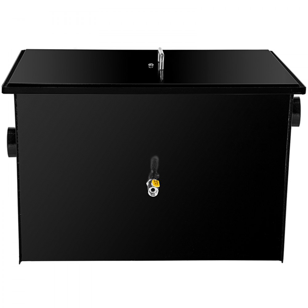 VEVOR Commercial Grease Interceptor 50 LB, Carbon Steel Grease Trap 25 GPM, Grease Interceptor Trap with Side Water Inlet, Under Sink Grease Trap for Restaurant Canteen Factory Home Kitchen
