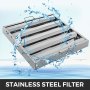 6Pcs/Set 430 Stainless Steel Range Hood Filter With 4 Grooves Baffle Grease Filter 20 x 20 Inch For Commercial Kitchen