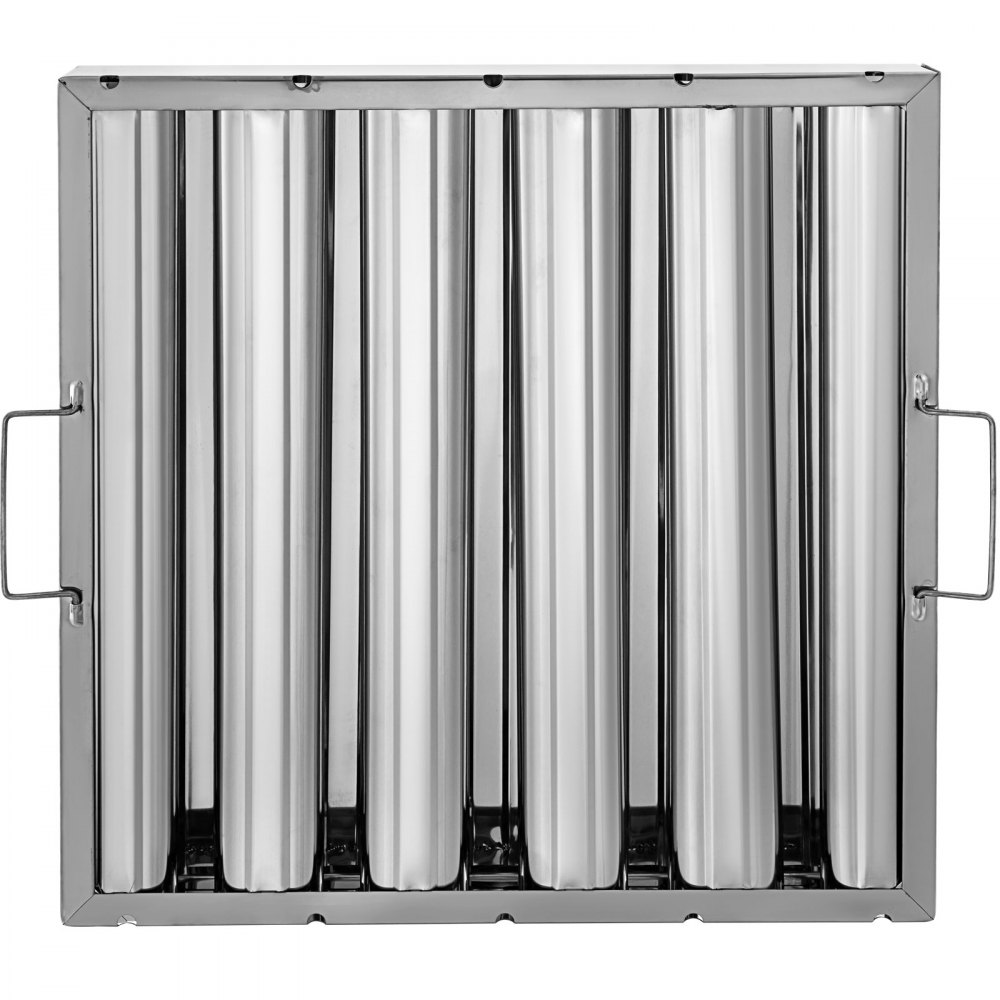 VEVOR Lot de 6 filtres de hotte de restaurant 15,5 W x 15,5 H pouces 430 filtre de hotte en acier inoxydable avec 5 rainures filtre de hotte pour cuisine commerciale