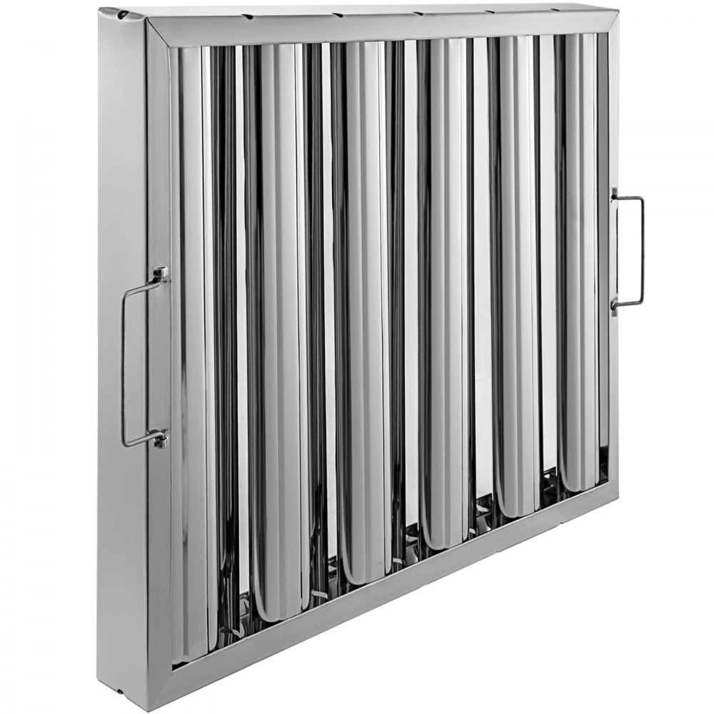VEVOR Pack of 6 Hood Filters 19.5W x 15.5H Inch, 430 Stainless Steel 5 Grooves Commercial Hood Filters, Range Hood Filter for Grease Rated Commercial Kitchen Exhaust Hoods