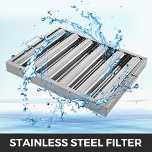 6Pcs/Set 430 Stainless Steel Range Hood Filter With 5 Grooves Baffle Grease Filter 20 x 16 Inch For Commercial Kitchen