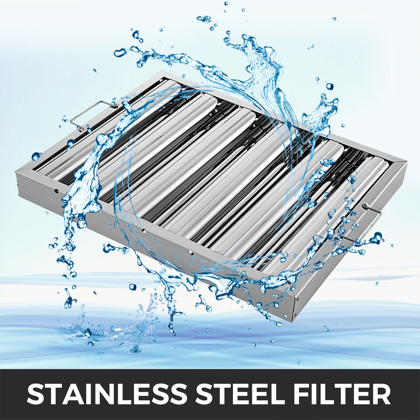 VEVOR Pack of 6 Hood Filters 19.5W x 15.5H Inch, 430 Stainless Steel 5 Grooves Commercial Hood Filters, Range Hood Filter for Grease Rated Commercial Kitchen Exhaust Hoods