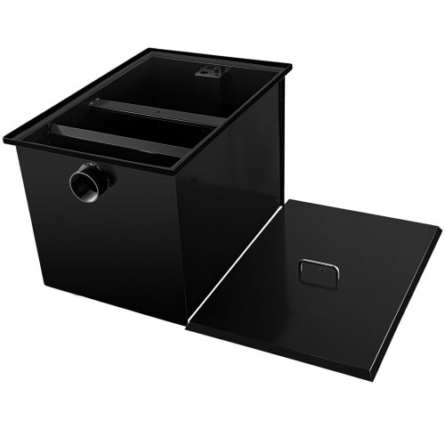 VEVOR Commercial Grease Interceptor 40 LB, Carbon Steel Grease Trap 20 GPM, Grease Interceptor Trap with Side Water Inlet, Under Sink Grease Trap for Restaurant Canteen Factory Home Kitchen