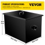 VEVOR Commercial Grease Interceptor 40 LB, Carbon Steel Grease Trap 20 GPM, Grease Interceptor Trap with Side Water Inlet, Under Sink Grease Trap for Restaurant Canteen Factory Home Kitchen