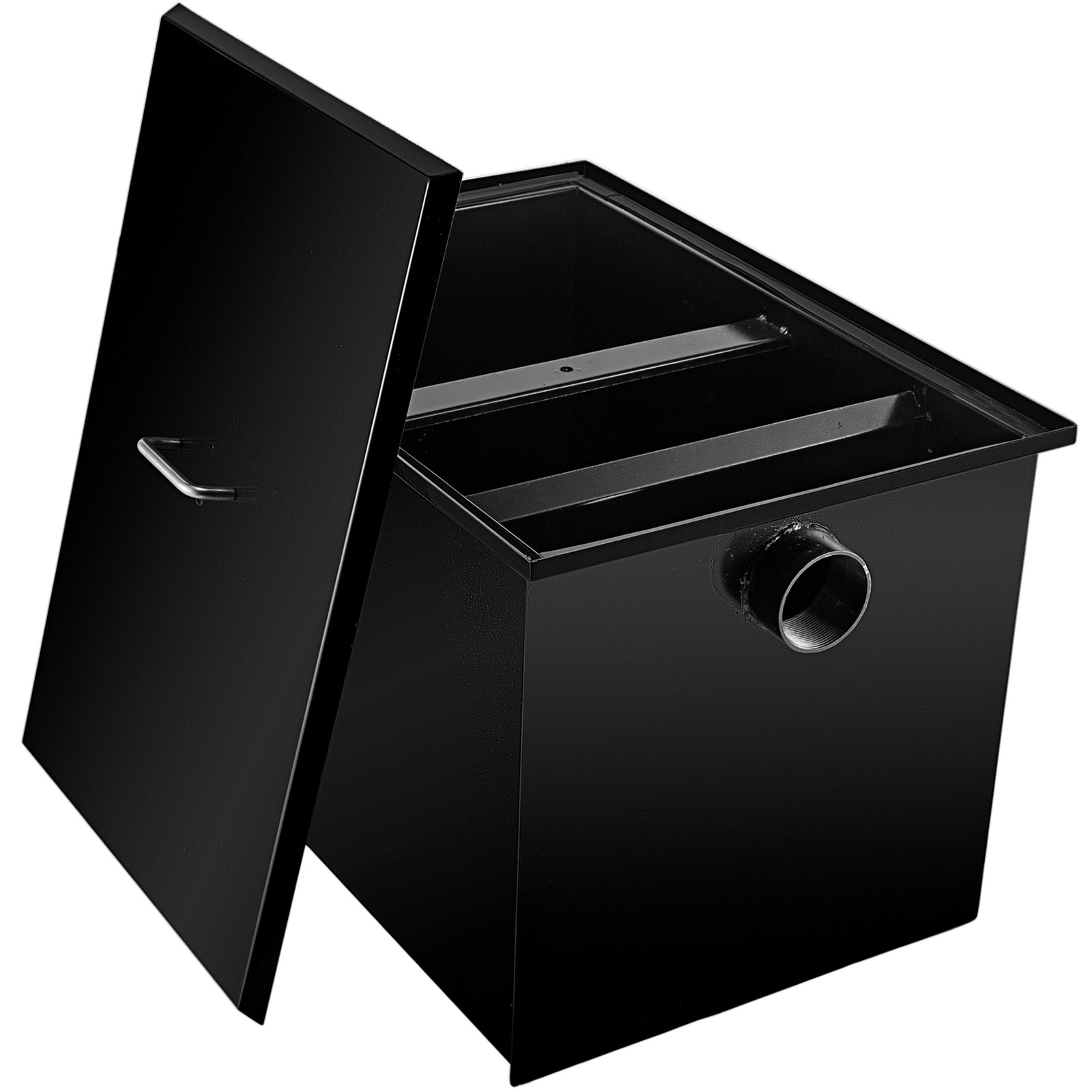 VEVOR Commercial Grease Interceptor 40 LB, Carbon Steel Grease Trap 20 GPM, Grease Interceptor Trap with Side Water Inlet, Under Sink Grease Trap for Restaurant Canteen Factory Home Kitchen