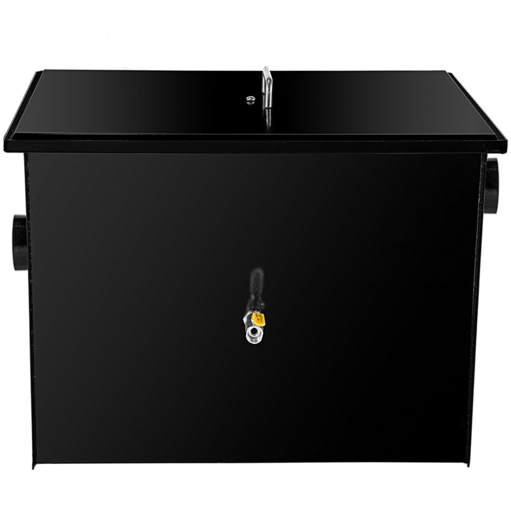 VEVOR Commercial Grease Interceptor 8 LB, Carbon Steel Grease Trap 4 GPM, Grease Interceptor Trap with Side Water Inlet, Under Sink Grease Trap for Restaurant Canteen Factory Home Kitchen