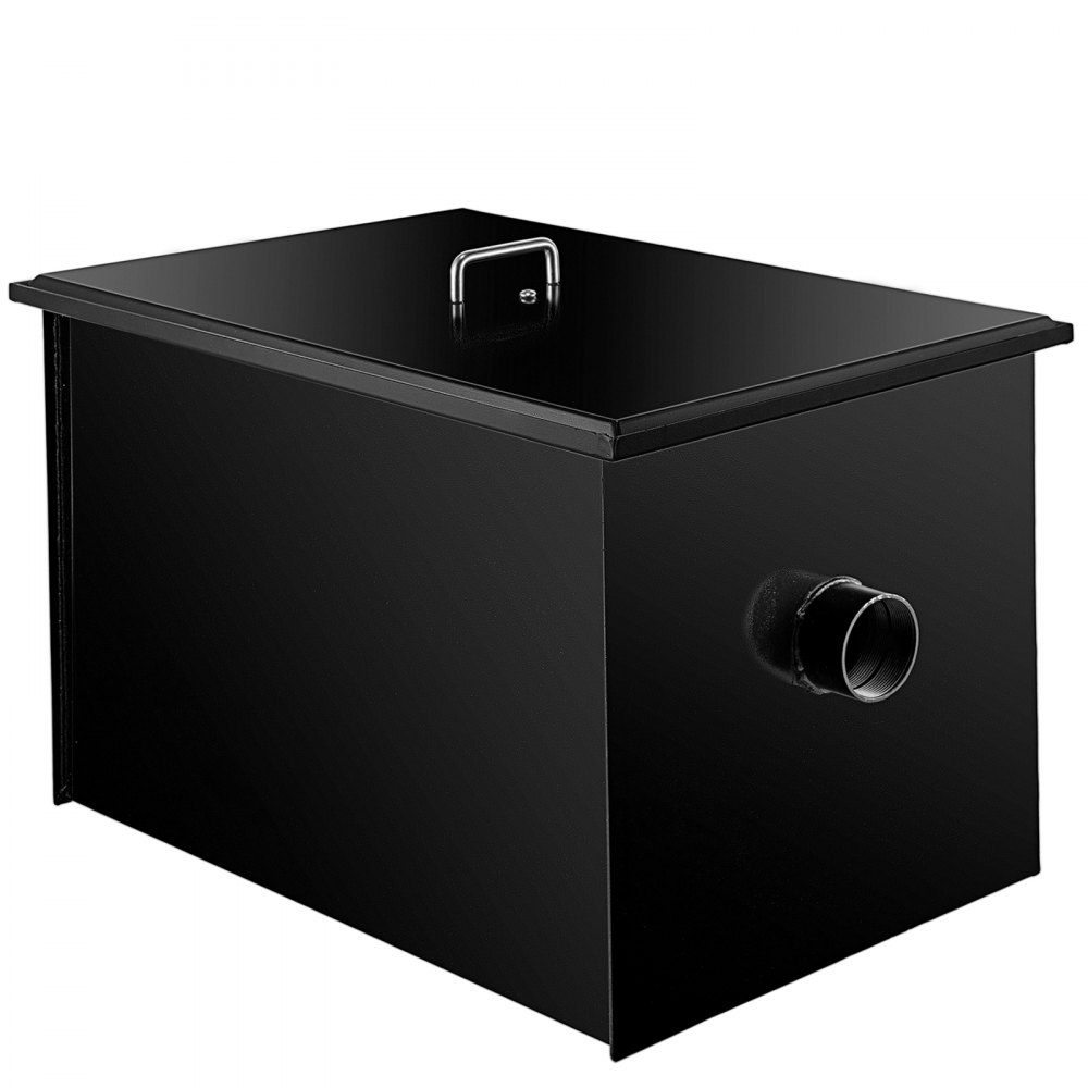 VEVOR Commercial Grease Interceptor 8 LB, Carbon Steel Grease Trap 4 GPM, Grease Interceptor Trap with Side Water Inlet, Under Sink Grease Trap for Restaurant Canteen Factory Home Kitchen