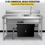 VEVOR Commercial Grease Interceptor 8 LB, Carbon Steel Grease Trap 4 GPM, Grease Interceptor Trap with Side Water Inlet, Under Sink Grease Trap for Restaurant Canteen Factory Home Kitchen