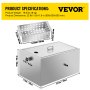 VEVOR Commercial Grease Interceptor, 13GPM Commercial Grease Trap, 20LB Grease Interceptor, Stainless Steel Grease Trap w/ Top & Side Inlet, Under Sink Grease Trap for Restaurant Factory Home Kitchen