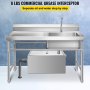 VEVOR Commercial Grease Interceptor, 6 GPM Commercial Grease Trap, 8 LB Grease Interceptor, Stainless Steel Grease Trap w/ Top & Side Inlet, Under Sink Grease Trap for Restaurant Factory Home Kitchen