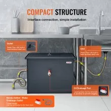 VEVOR 40LBS Commercial Grease Interceptor Trap Carbon Steel Waste Water Filter