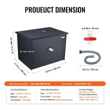 VEVOR 40LBS Commercial Grease Interceptor Trap Carbon Steel Waste Water Filter