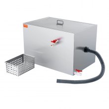 VEVOR Commercial Grease Trap, 40 LBS Grease Interceptor, Side Inlet Interceptor, Under Sink Stainless Steel Grease Trap, 10 GPM Waste Water Oil-water Separator, for Restaurant Canteen Home Kitchen