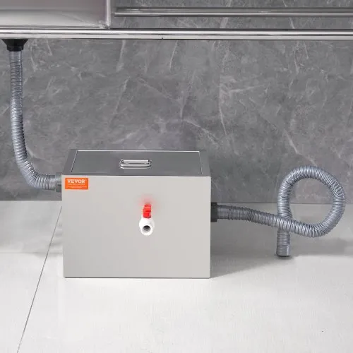 Happybuy Commercial Grease Trap - 8 LB Capacity, 2.8 GPM, Stainless Steel Under Sink Interceptor For Restaurants, Home Kitchens & Food Service