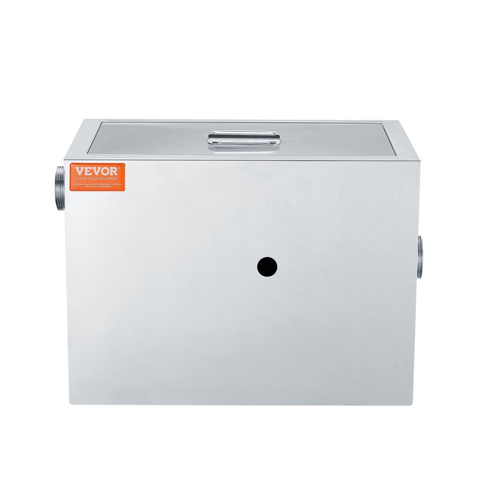 VEVOR Commercial Grease Trap, 3.6 kg Grease Interceptor, Side Inlet Interceptor, Under Sink Stainless Steel Grease Trap, 2.8 GPM Waste Water Oil-water Separator, for Restaurant Canteen Home Kitchen