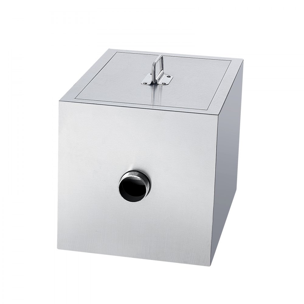 VEVOR Commercial Grease Trap, 3.6 kg Grease Interceptor, Side Inlet Interceptor, Under Sink Stainless Steel Grease Trap, 2.8 GPM Waste Water Oil-water Separator, for Restaurant Canteen Home Kitchen