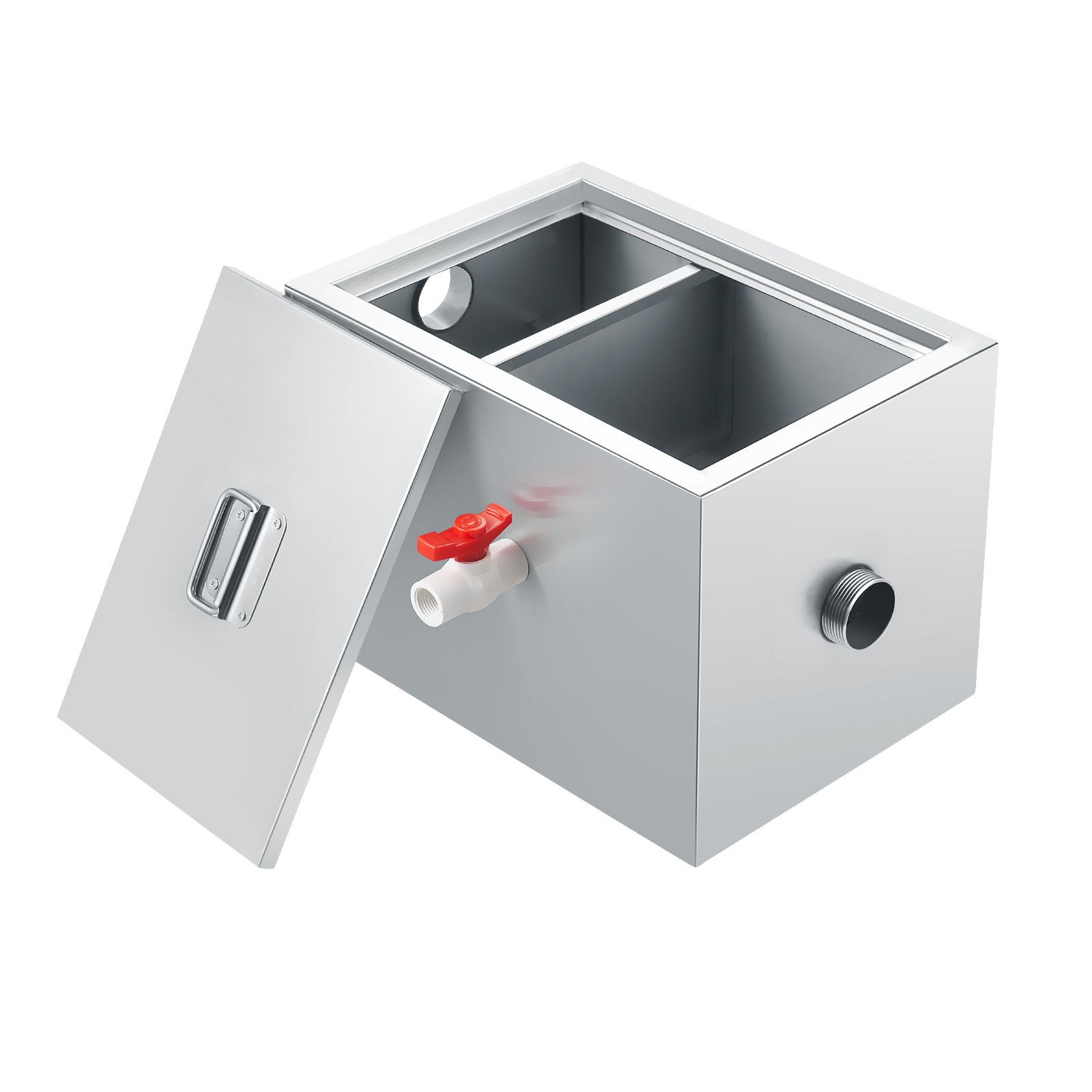 VEVOR Commercial Grease Trap, 3.6 kg Grease Interceptor, Side Inlet Interceptor, Under Sink Stainless Steel Grease Trap, 2.8 GPM Waste Water Oil-water Separator, for Restaurant Canteen Home Kitchen