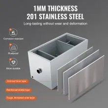 VEVOR Commercial Grease Trap, 25 LBS Grease Interceptor, Top Inlet Interceptor, Under Sink Stainless Steel Grease Trap, 6.4 GPM Waste Water Oil-water Separator, for Restaurant Canteen Home Kitchen